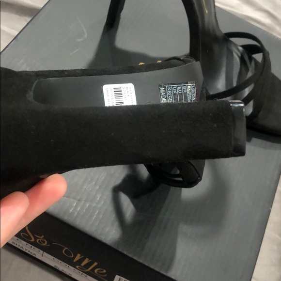 So Me black faux suede strappy ankle-cuff heels - Picture 4 of 5